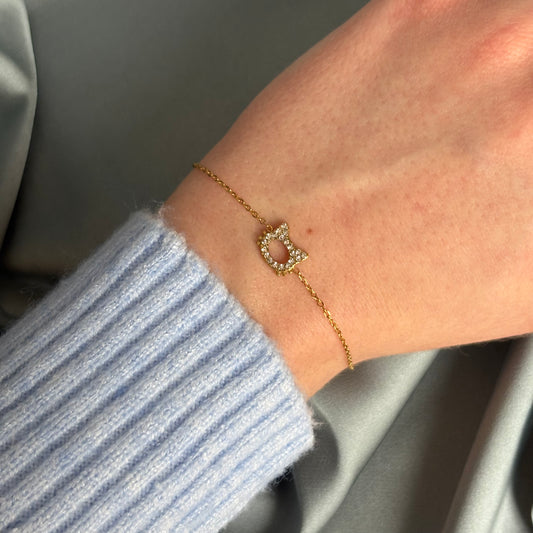 BRACELET ENFANT - CHAT STRASS