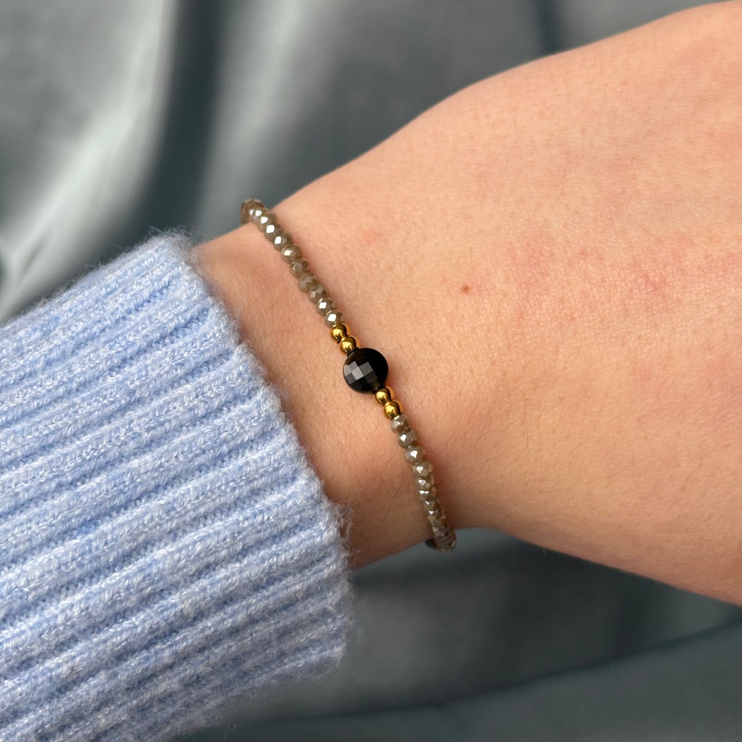 BRACELET PERLE - OBSIDIENNE DORÉE