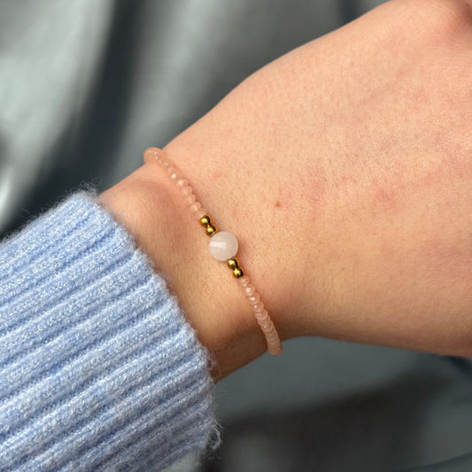 BRACELET PERLE - QUARTZ ROSE
