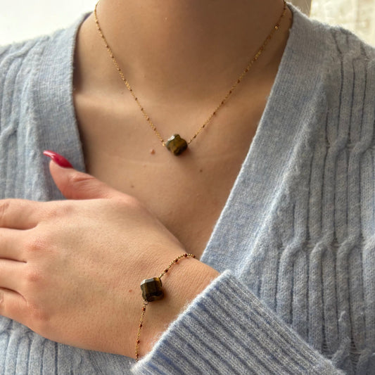 PARURE - TRÈFLE MARRON