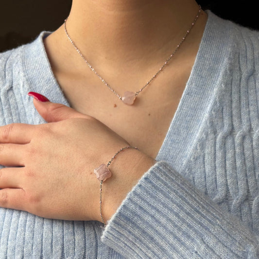 PARURE - TRÈFLE ROSE