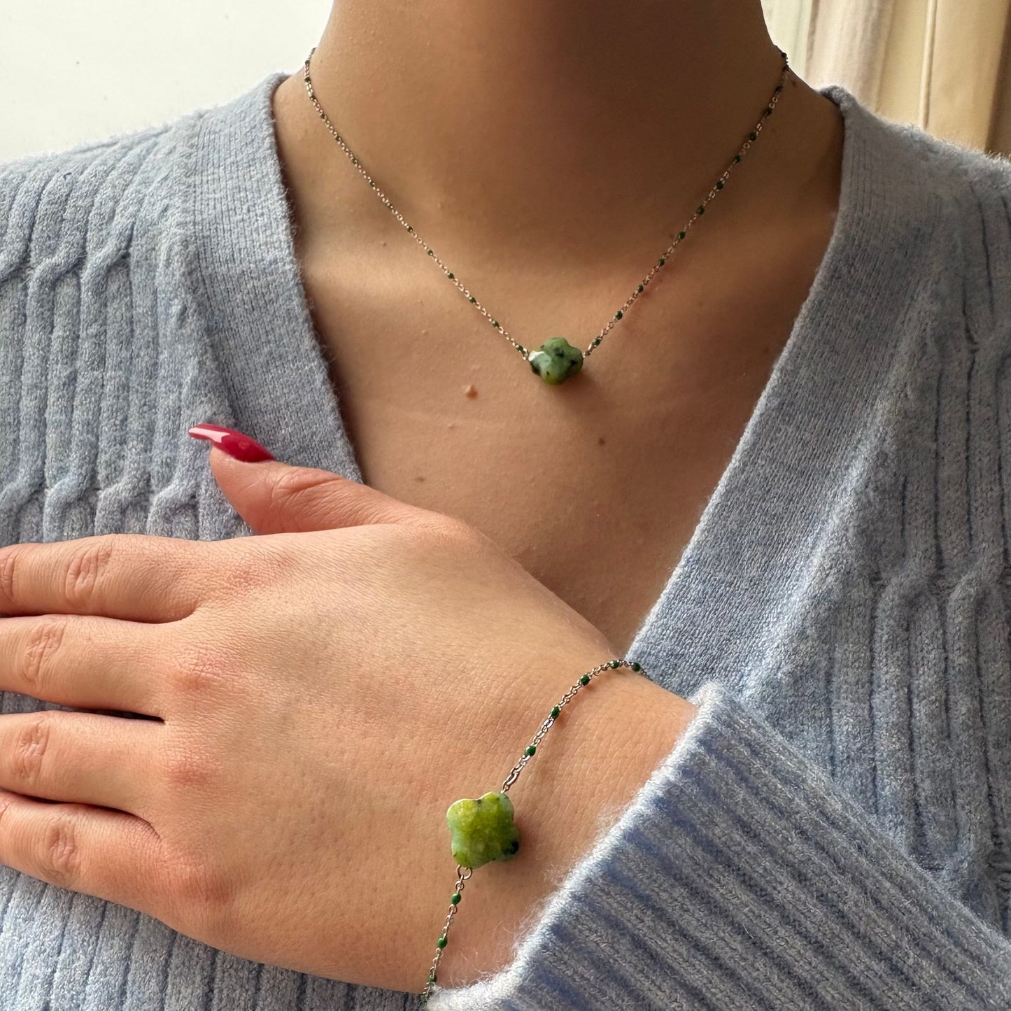 PARURE - TRÈFLE VERT