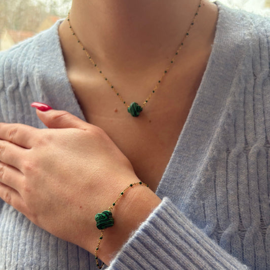 PARURE - TRÈFLE MALACHITE
