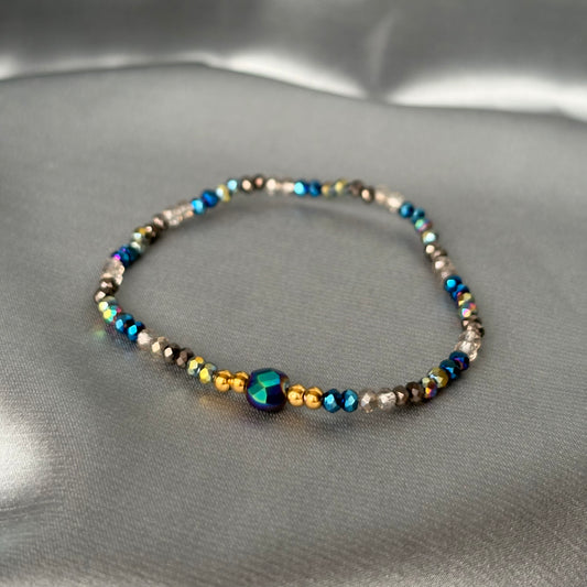 BRACELET PERLE -  BLEU CAFÉ