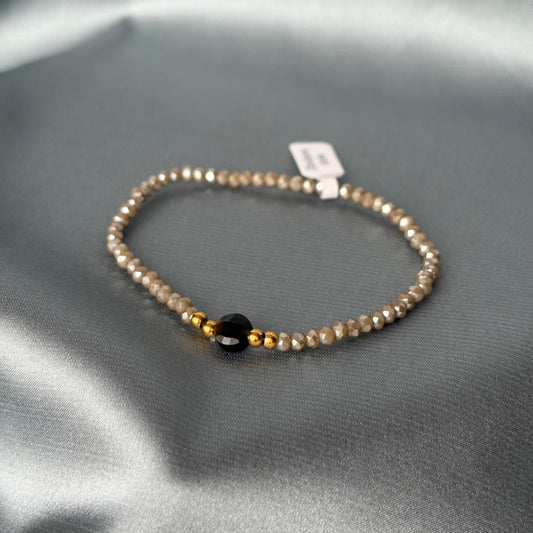 BRACELET PERLE - OBSIDIENNE DORÉE