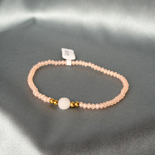 BRACELET PERLE - QUARTZ ROSE